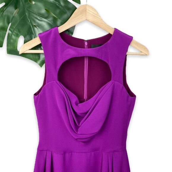 CUSHNIE ET OCHS Draped Silk Cutout Dress in Royal Purple - Picture 6 of 12